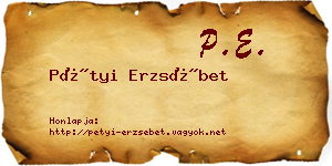 Pétyi Erzsébet névjegykártya